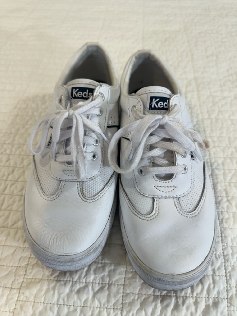 Keds Courty Leather Sneaker Sz 7 White Tennis Retro Style